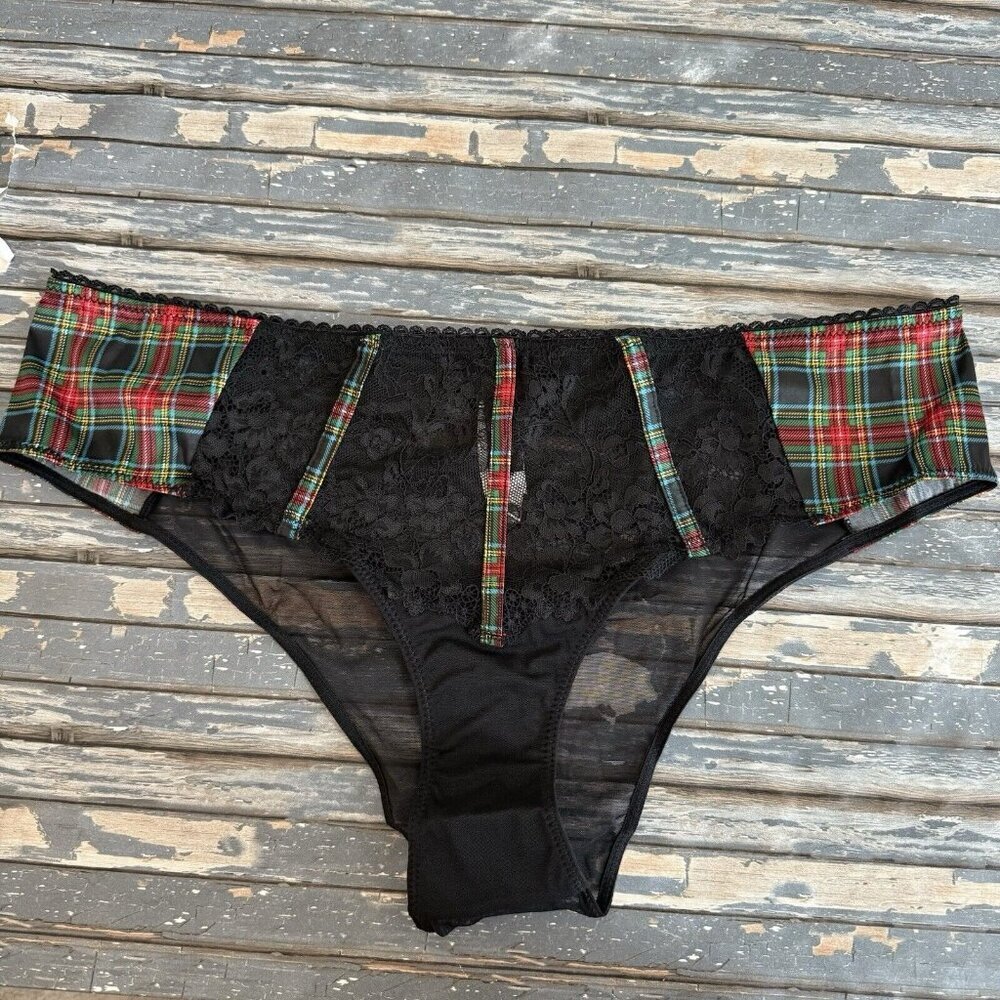 Adore Me Panties Sexy Lace Panties Plaid Women's Plus Size 1X Christmas NWT